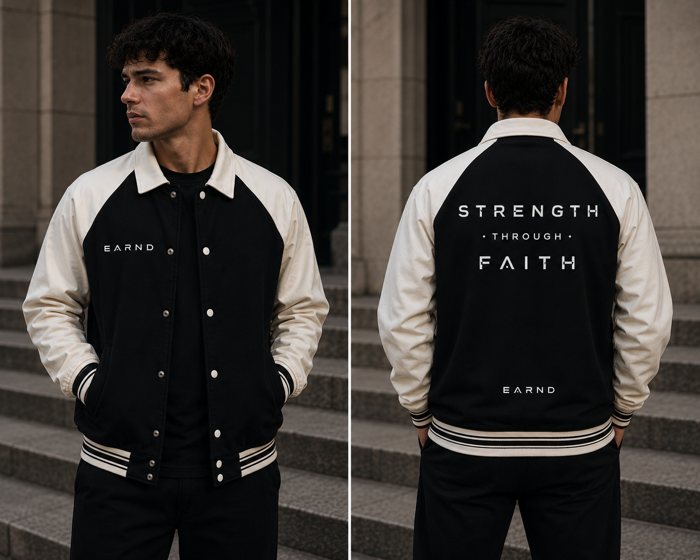 Contrast Raglan Sleeve Baseball Jacket